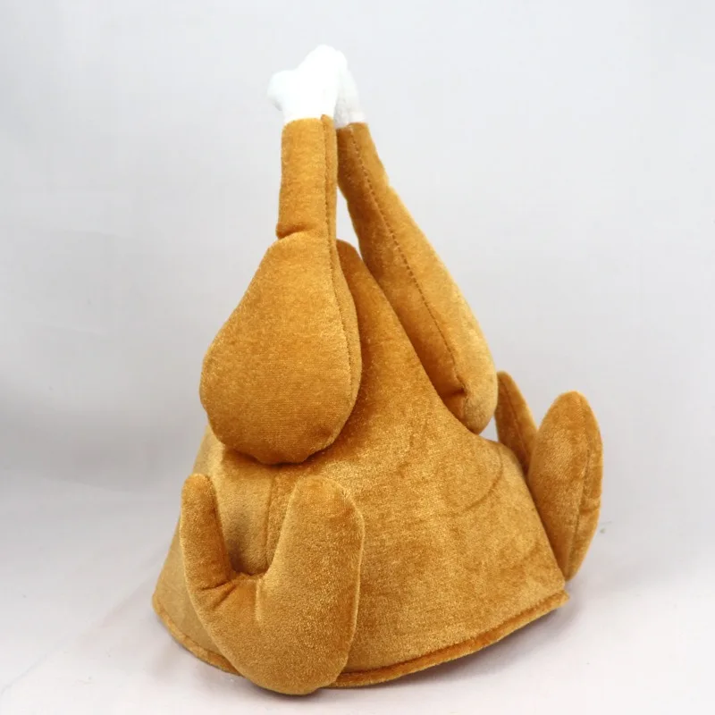 Creative Funny Thanksgiving Turkey & Chicken Leg Plush Hat, Novelty Party Photo Props, Decorative Fluffy Cap for Adults Kids
