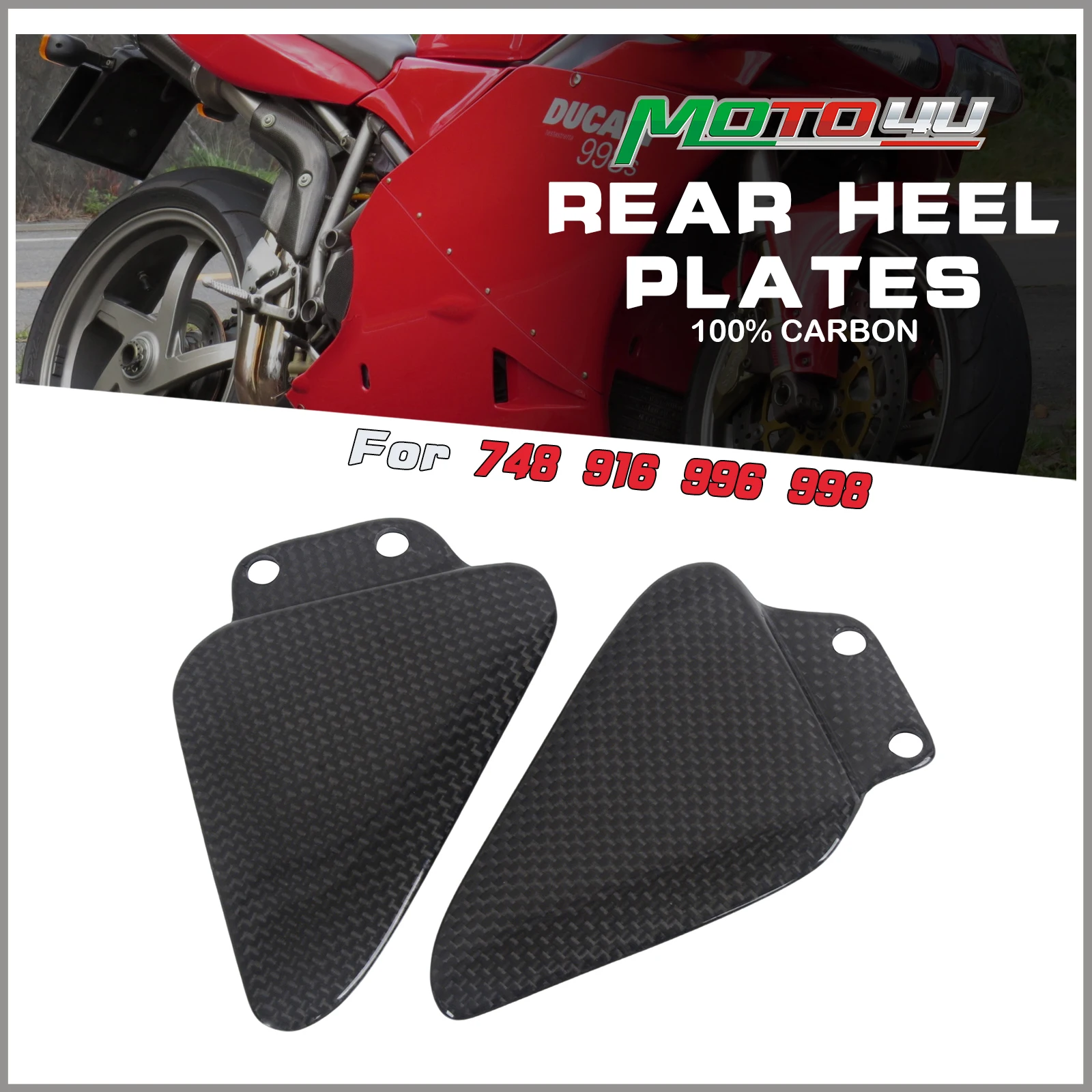 

For Ducati 748 916 996 998 100% Carbon Fiber Motorcycle Fairing Rear Heel Guard Heel Plates Rearset Plate Foot Peg Protector