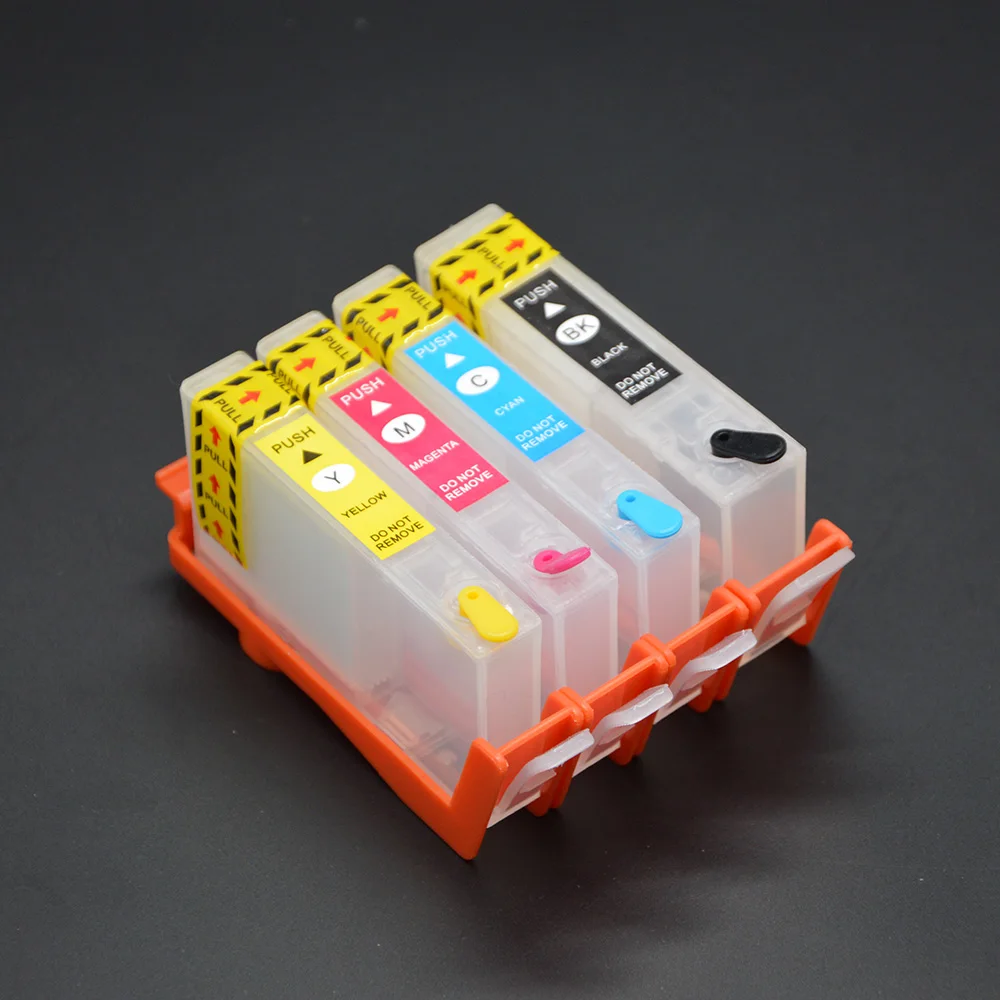 Cartucho de tinta recarregável vazio de 4 cores com chip para impressora HP DeskJet Ink Advantage 3525 4615 4625 5525 6525