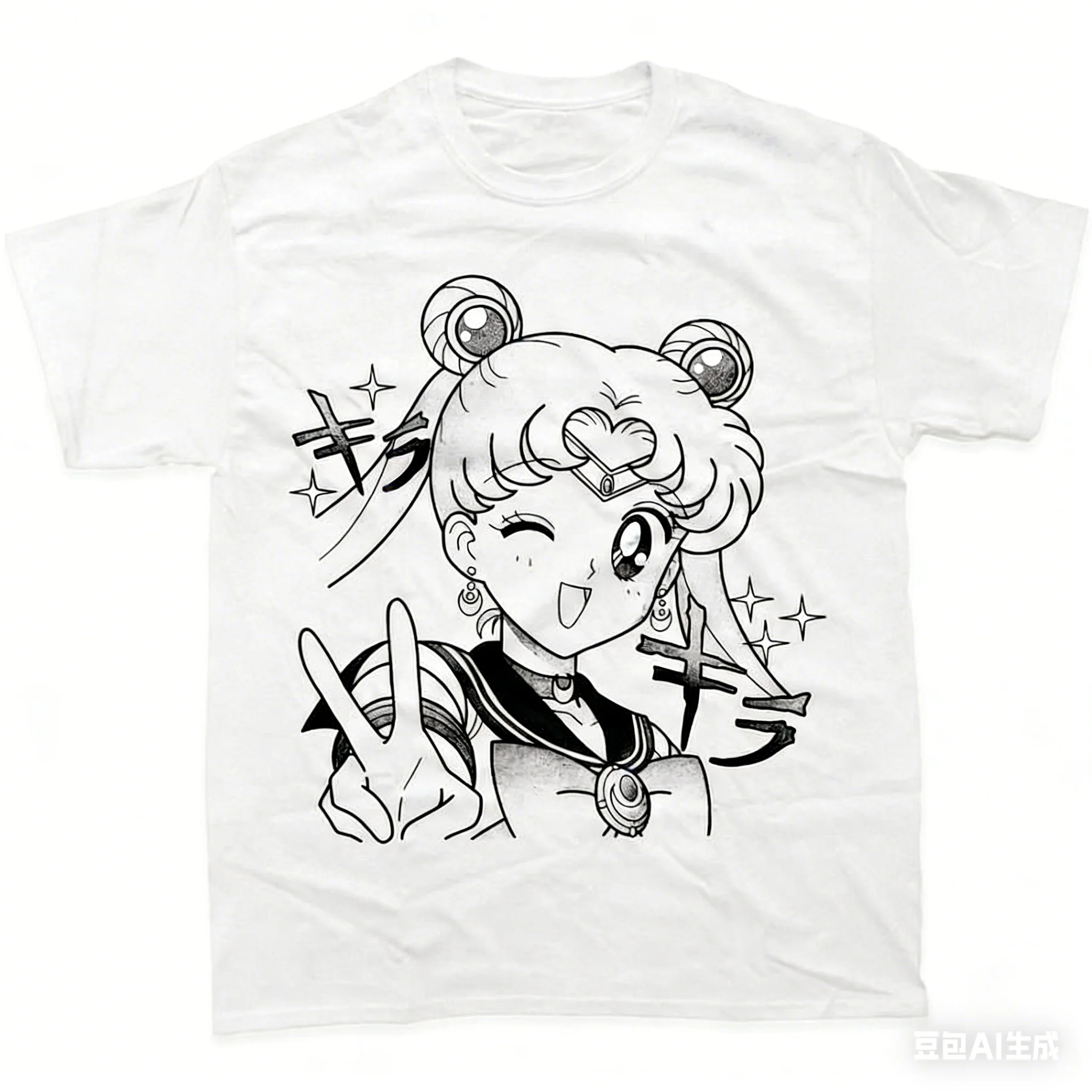Adult and Children's Classic Sailor Moon Usagi Tsukino Line Art Cotton Y2K Harajuku Style Sweet and Cool T-Shirt