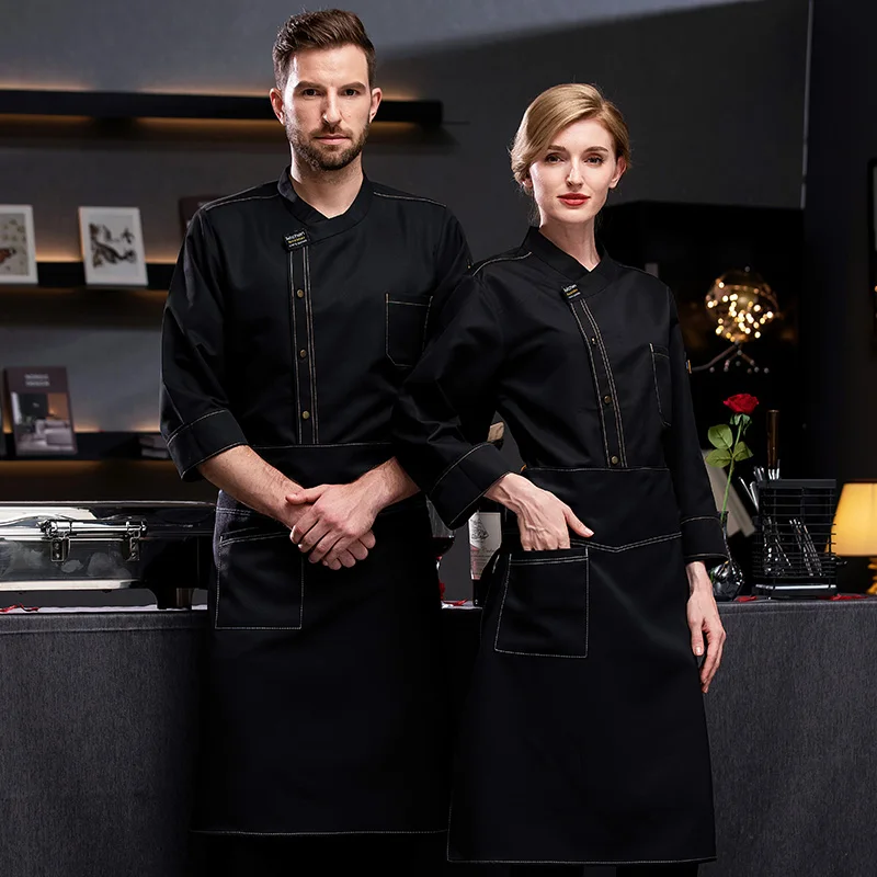 Professioneel chef-kokuniform voor lange mouwen Voedsel Koken Kleding Catering Koksjas Restaurant Keukenoverhemd Ober Werkkleding