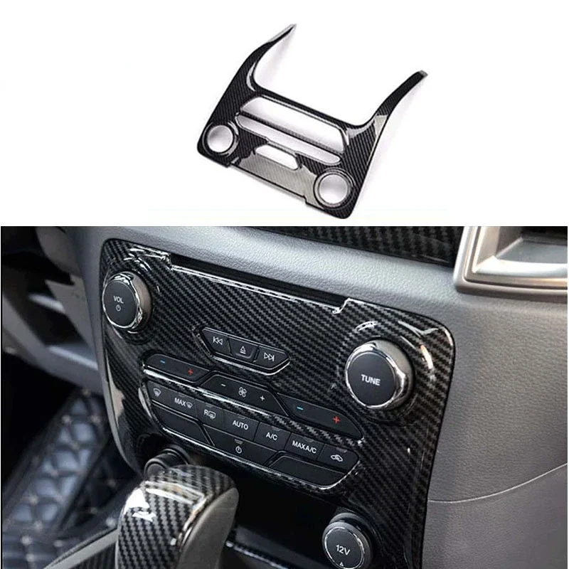 Carbon Fiber Color Center Console Frame Gold Button Cover Fit For 2015 2016 2017 2018 2019 Ford Ranger Everest Endeavor