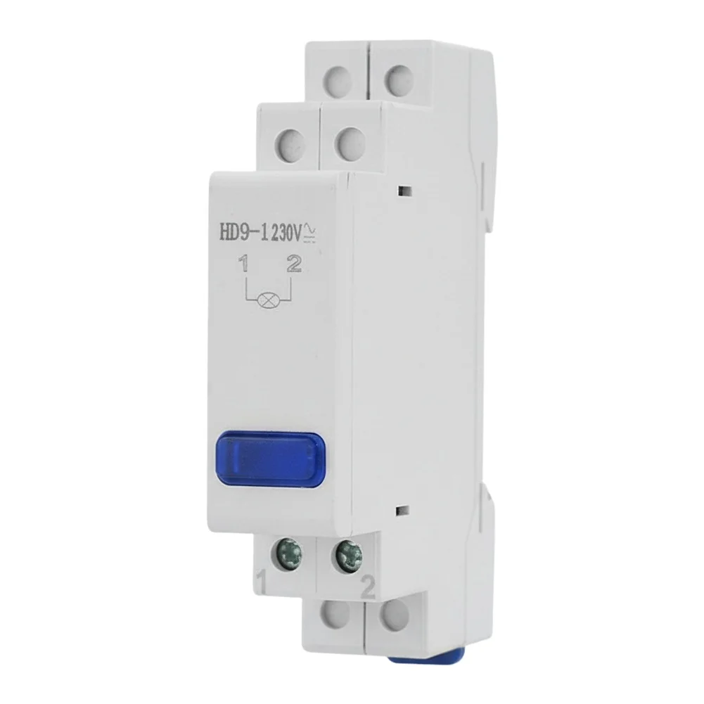 230V LED Signal Lamp with DIN Rail Mount Designed for Industrial Power Indication with Fire Resistant Plastic Housing