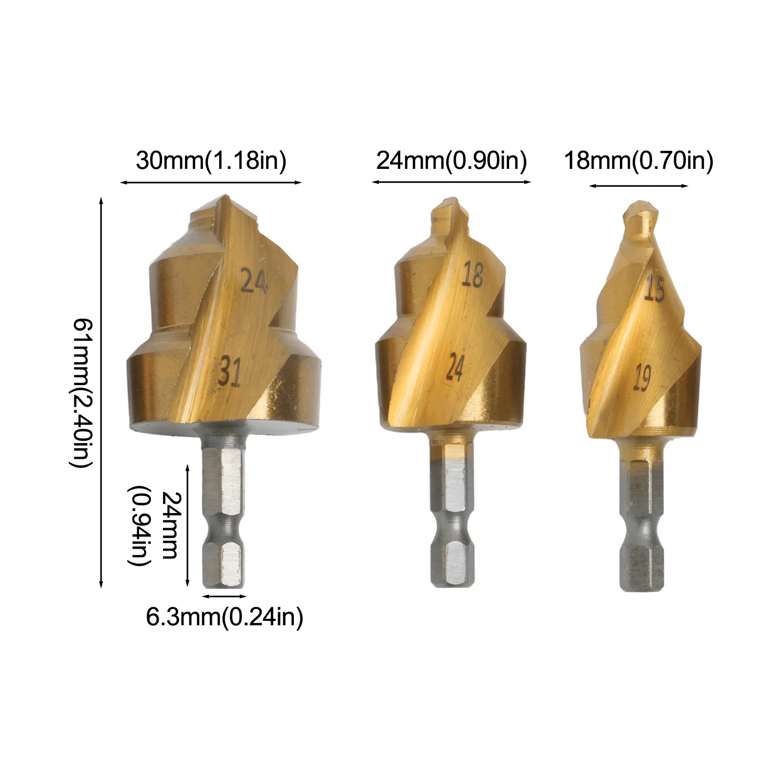 Broca De Expansão De Tubulação De Água PPR Broca, Hex Shank, Pisou Broca, Buraco De Encanador, Elevação Em Espiral, 3Pcs