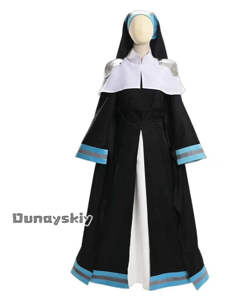 Fire Force Sister Iris Cosplay Costume - Anime Nun Outfit with Cross Necklace 8th Special Fire Brigade Uniform for