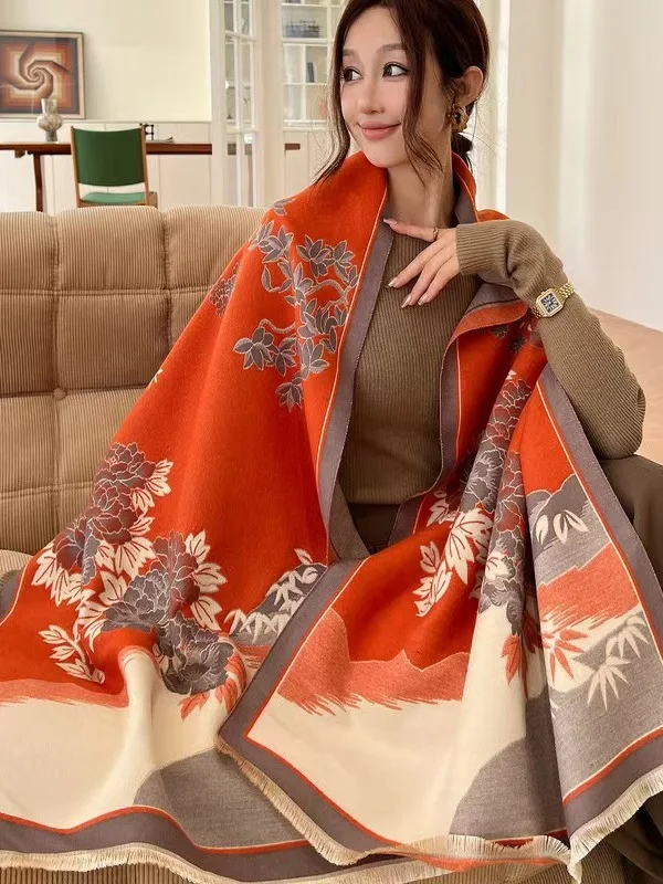 2025-new-pure-camere-scarf-women's-autumn-winter-versatile-small-fraance-sle-double-sided-awl-luxury-sensation
