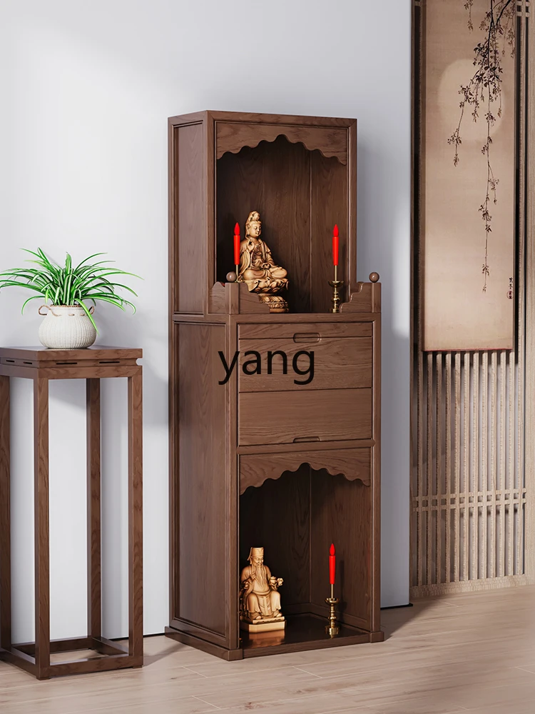 Yjq Double-Layer New Chinese Buddha Niche Home Altar Buddha Cabinet Cabinet Ancestor Incense Prayer Altar Table