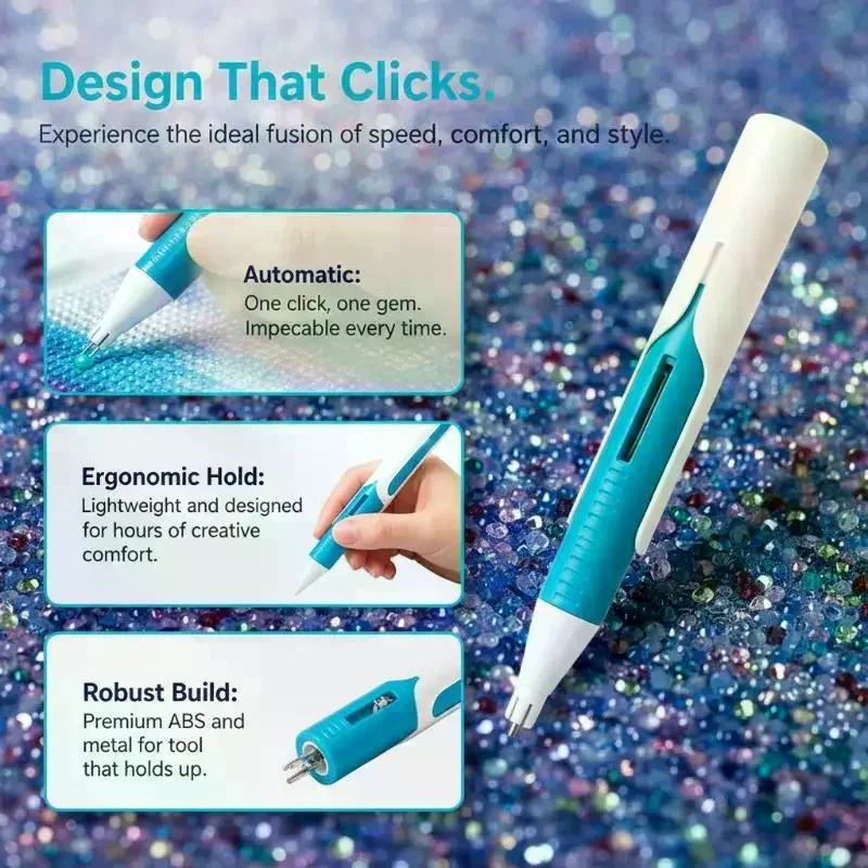 Diamond Art Automatic Bead Dispenser Pen Ergonomic Grip for 2.8mm Round Beads DIY 5D  Craft Beginners