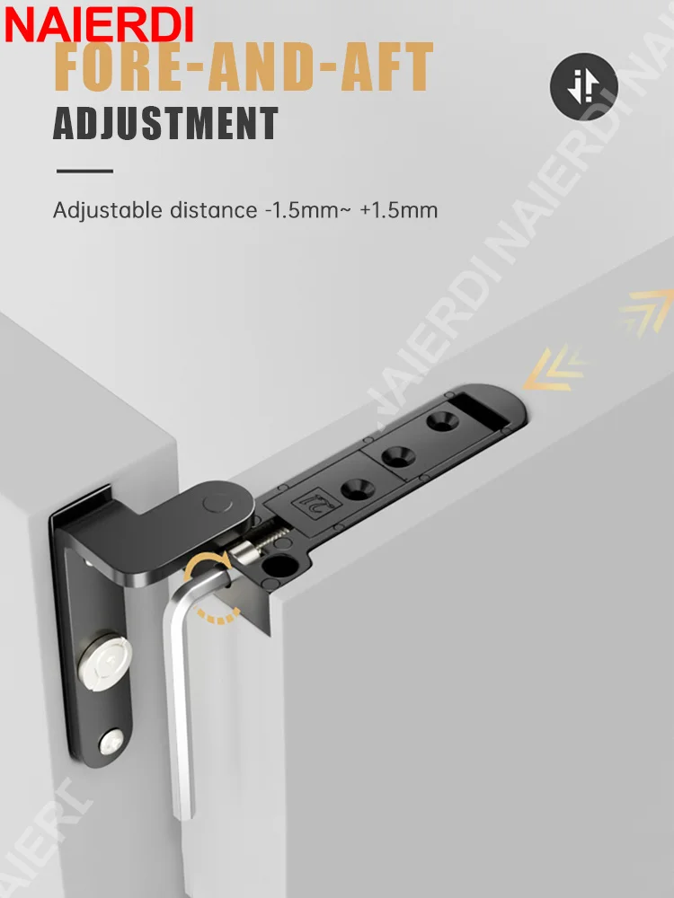 NAIERDI 2 Pieces Hidden Hinges for Doors 3D Adjustable Swivel Invisible World Hinge Zinc Alloy Door Hinge Furniture Hardware