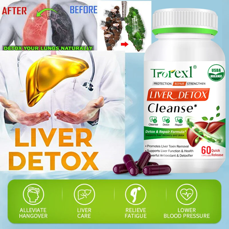 Liver Cleansing Detox Capsules Health Liver Support Colon Cleansing Repair Pills Prevent Cirrhosis Fatty Liver, Natural Herbal