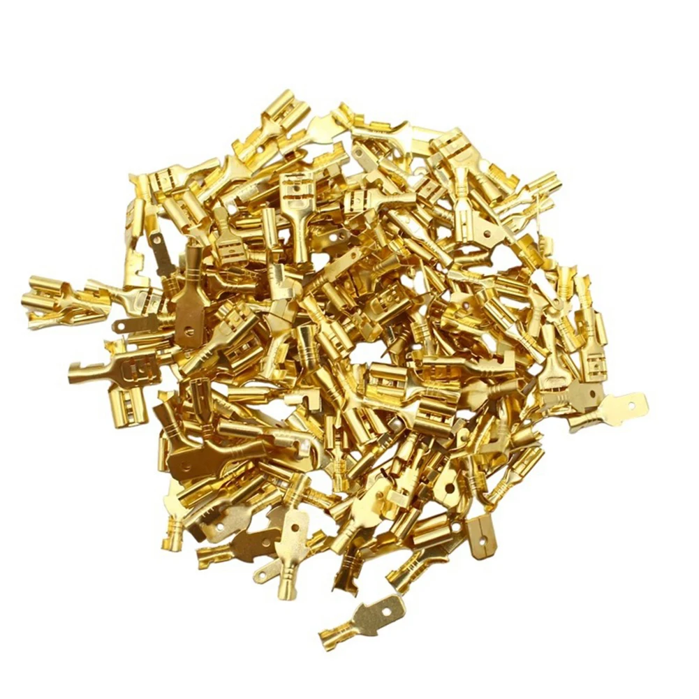 

450PCS Gold Brass Crimp Terminal Connectors for Electrical Wiring 2.8mm 4.8mm 6.3mm Female Male Wire Connectors
