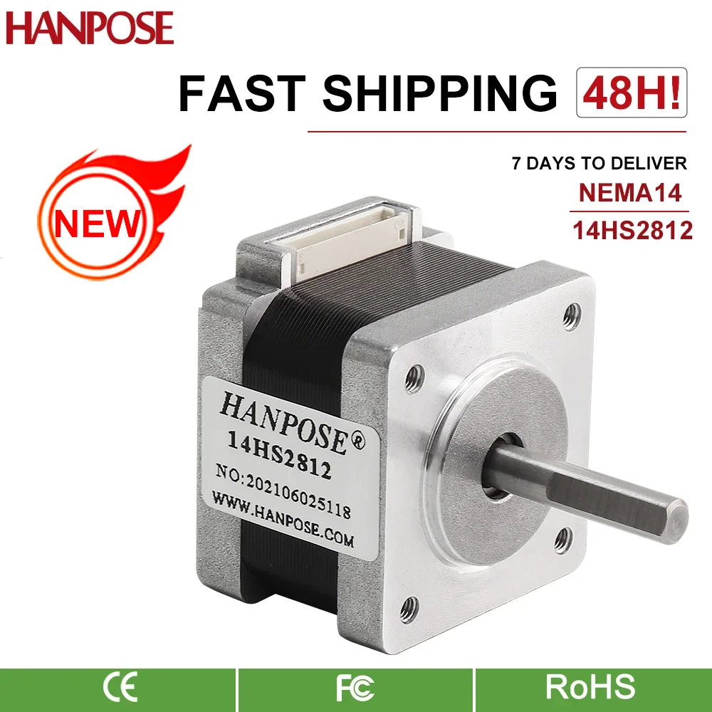 HANPOSE 1pcs Nema 14 Stepper Motor 35X28mm 1.2A 0.15N.m 14HS2812-D  for CNC 3D Printing Stepper Motor