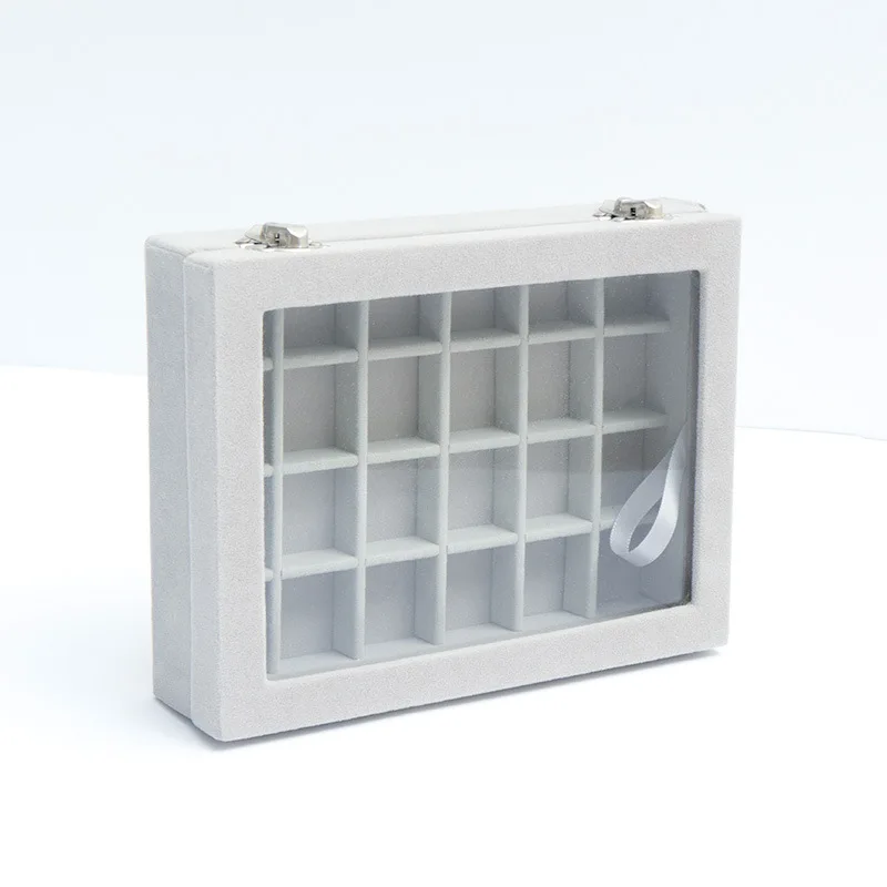 صندوق مجوهرات رمادي شفاف مكون من 24 خلايا مع غطاء - مثالي لتخزين إكسسوارات فن الأظافر والقلائد وقطع المجوهرات والأقراط، #4