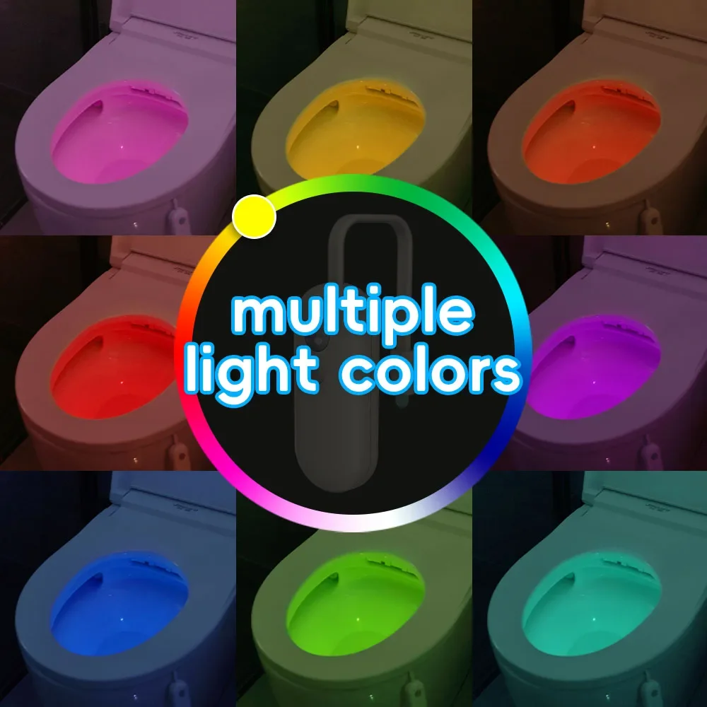 Toilet Night Light Gadget Fun Bathroom Lighting Motion Sensor Activated LED 9 Color Modes for Kids & Toddlers Bathroom Lighting