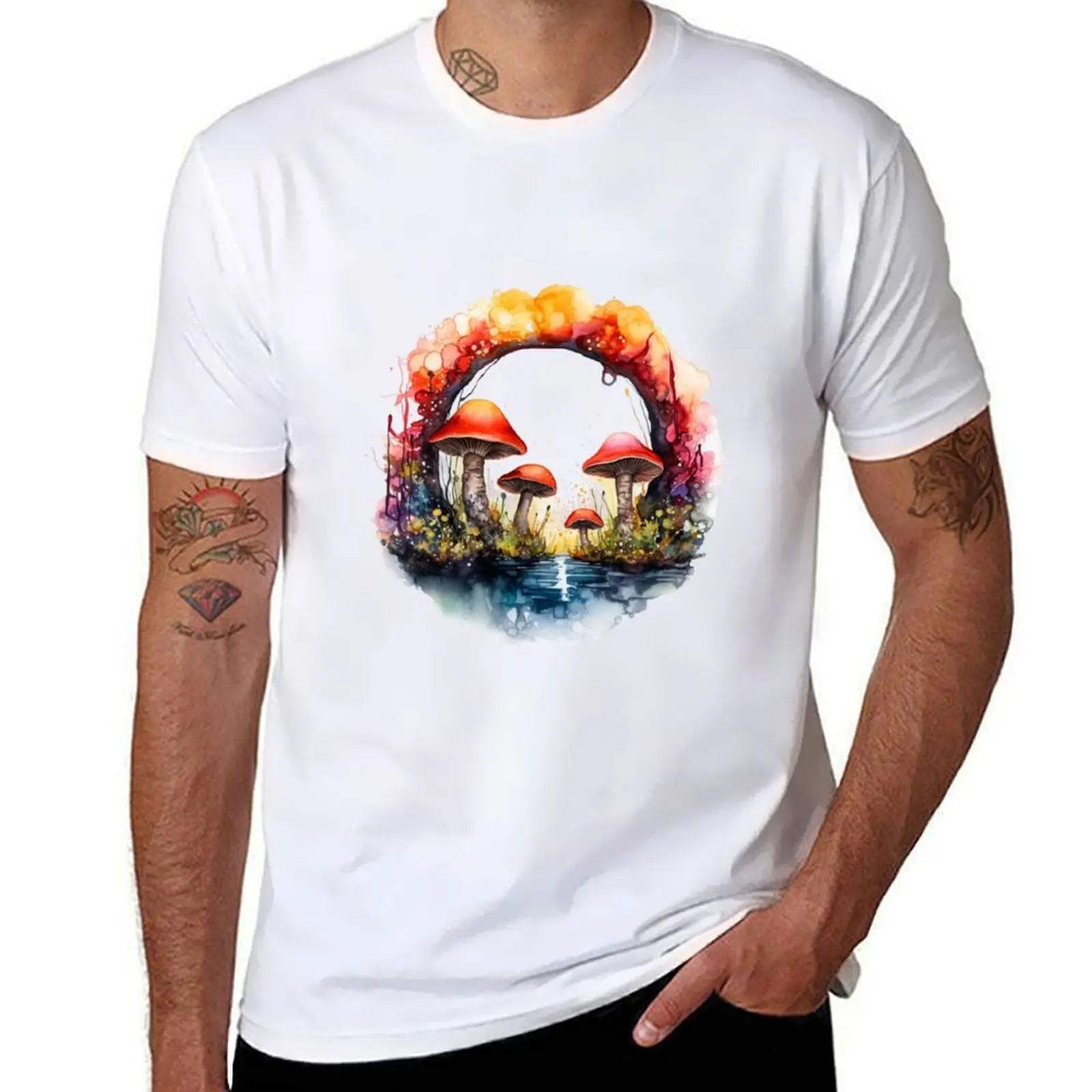 

Mushroom Ring T-Shirt man t shirts cotton anime tshirt