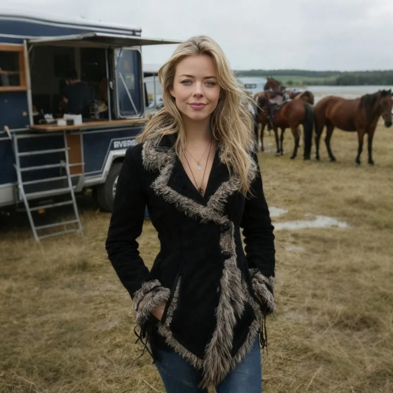 

Fur Collar and Lapel Beggar Style Jacket Fashionable and Warm Women’s Wear Cross-border European-style Women's Retro Suede Coat