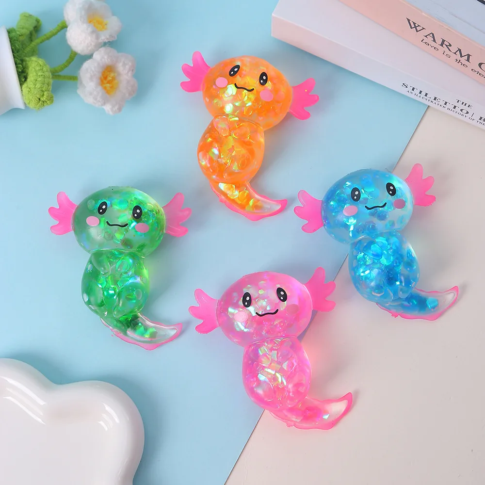 Brinquedos Fidgets de Maltose Coloridos em Formato de Salamandra e Axolote, Macios, Elásticos, de Açúcar de Maltose, para Apertar, Artigos de Aniversário, Presente Anti-Estresse
