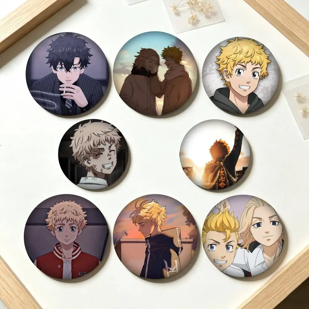 T-Takemichi Hanagaki Tokyo Revengers  25 32 44 58 75mm Badges Personalized Round Brooches Pins Accessory Gift