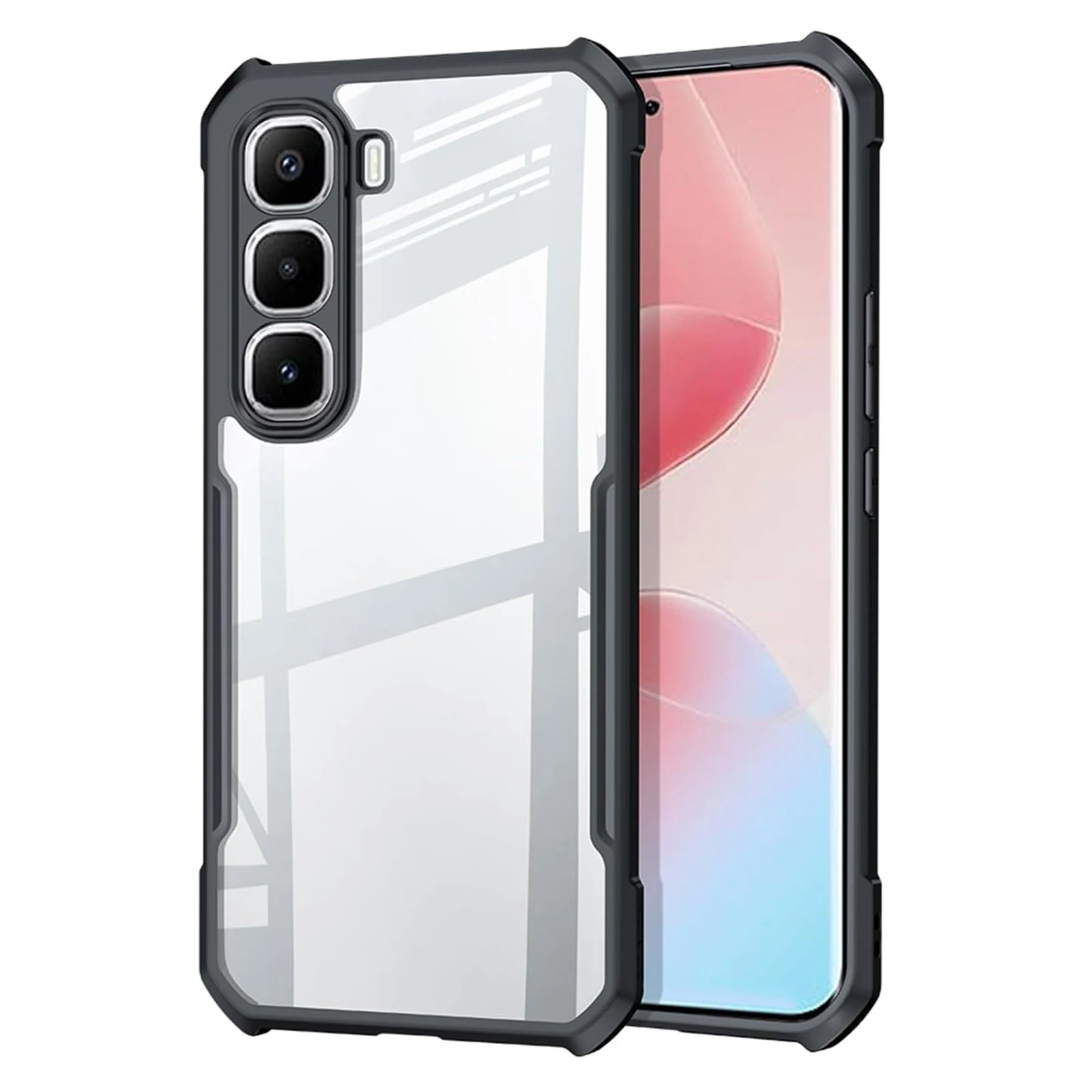 

for Infinix Hot 60 Pro+ Plus Case Clear, Lens Protection Shockproof Anti-Drop Air Corner Transparent Soft Frame Hard Back Cover
