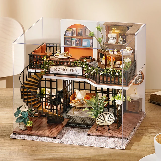 Domek dla lalek Ręcznie robione puzzle 3D Zestaw do produkcji modeli budynków i montażu Zabawki do pokoju Drewniane rękodzieło DollHouse Prezenty urodzinowe