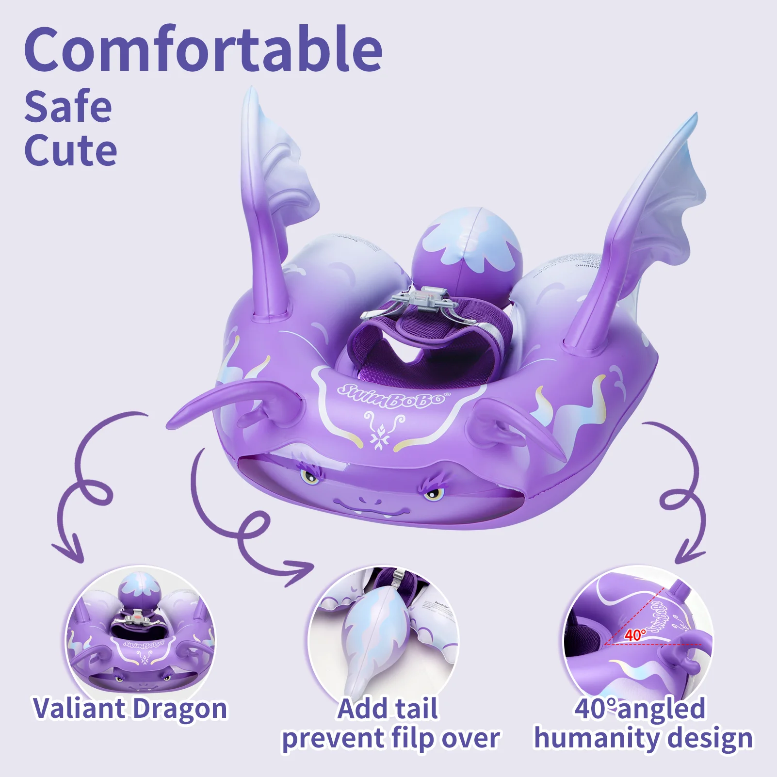 스윔보보 새롭게 업그레이드된 귀여운 만화 안전 PVC 수영장 튜브 아기용 풍선 수영 유아용 플로팅 키즈 링 서클 여름 장난감