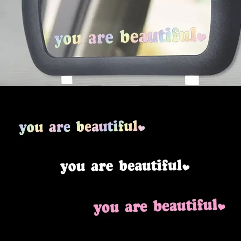 The Text Car Stickers You Are Beautiful Interior Decoration Rear View Mirror Fashion Stickers Creative Sport PVC Vinyl Decals