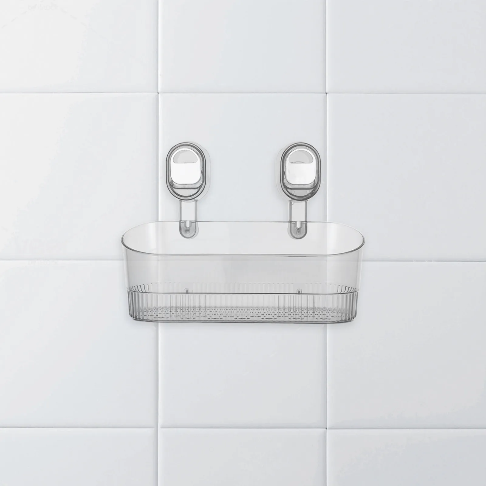 

Bathroom Suction Storage Box No Drill Large Capacity Strong Load-Bearing Suction Cup Shower Shelf Organizer for Shampoo Body
