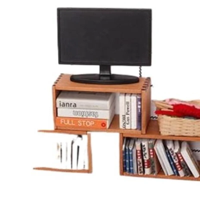 1Pcs 1:12 Dollhouse Miniature Wooden Storage Cabinet Storage Rack Bookshelf Model Furniture Accessories Toys
