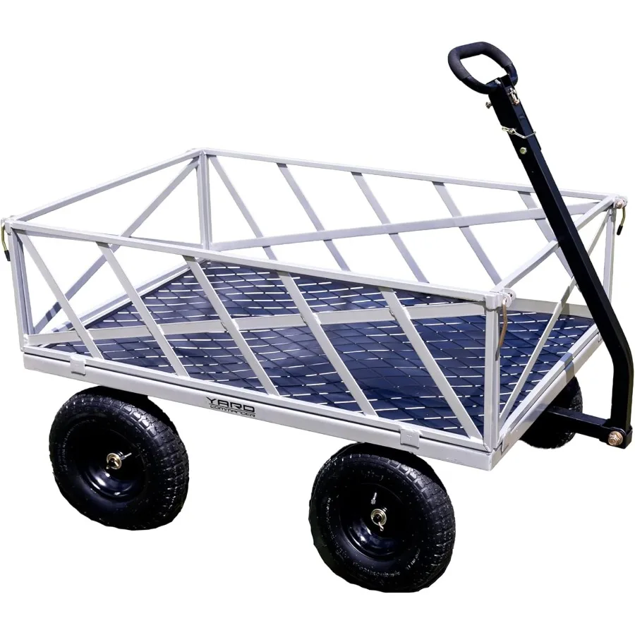 

Heavy Duty 1200lb Steel All Terrain Utility Cart Garden Wagon with 9 cu ft Capacity Ideal for Yard Work and Heavy Load Transpor