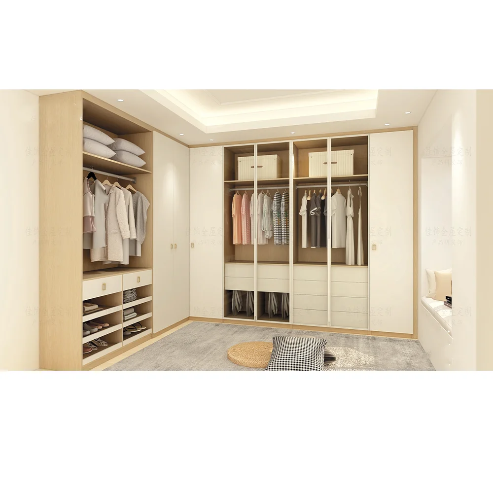 خزائن خشبية مخصصة الحديثة المشي في خزانة أثاث غرفة نوم خزانة خشبية وحدات #4