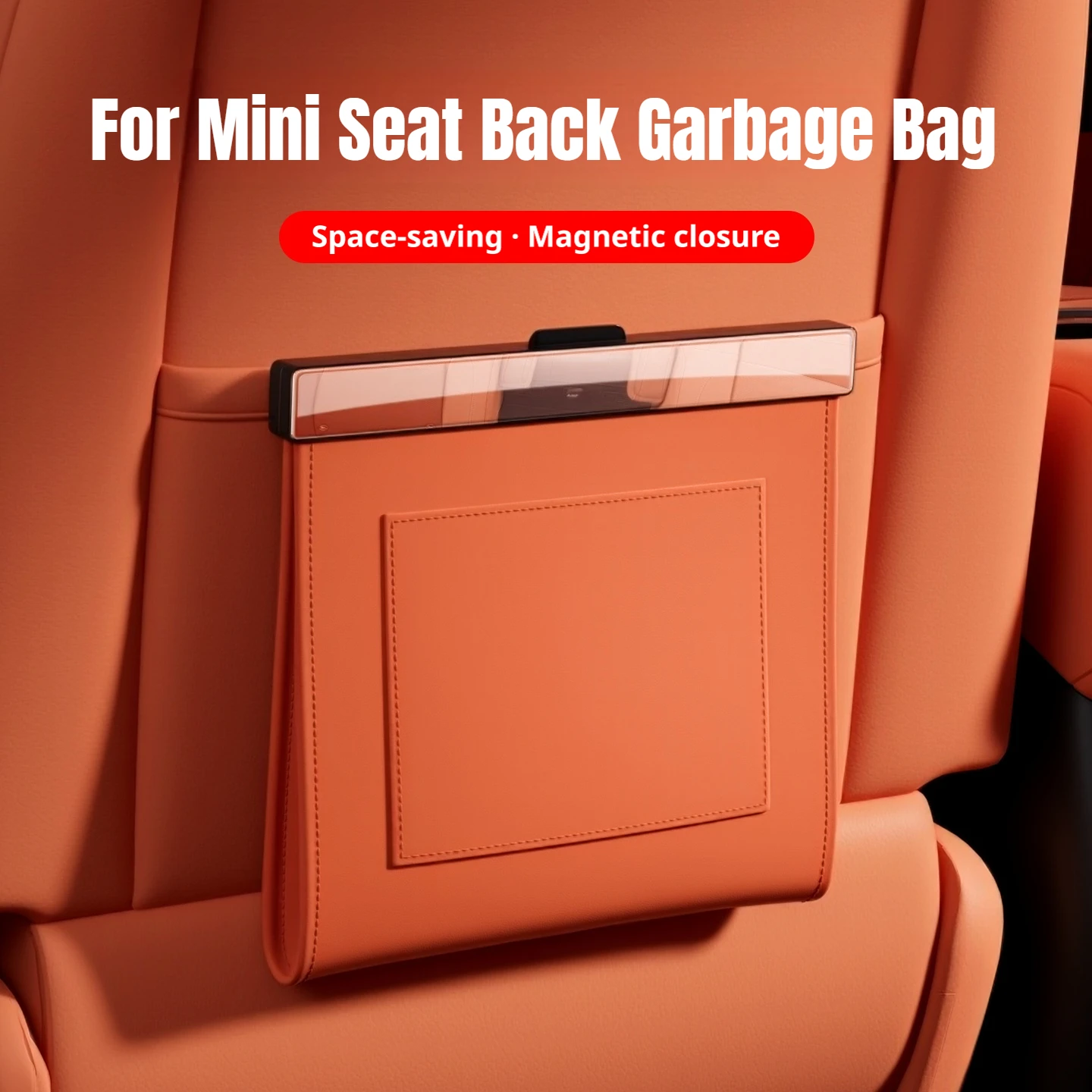 For Mini Cooper Countryman Clubman Paceman One Cabrio JCW Hatch Magnetic PU Leather Hanging Waste Pouch Vehicle Seat Back