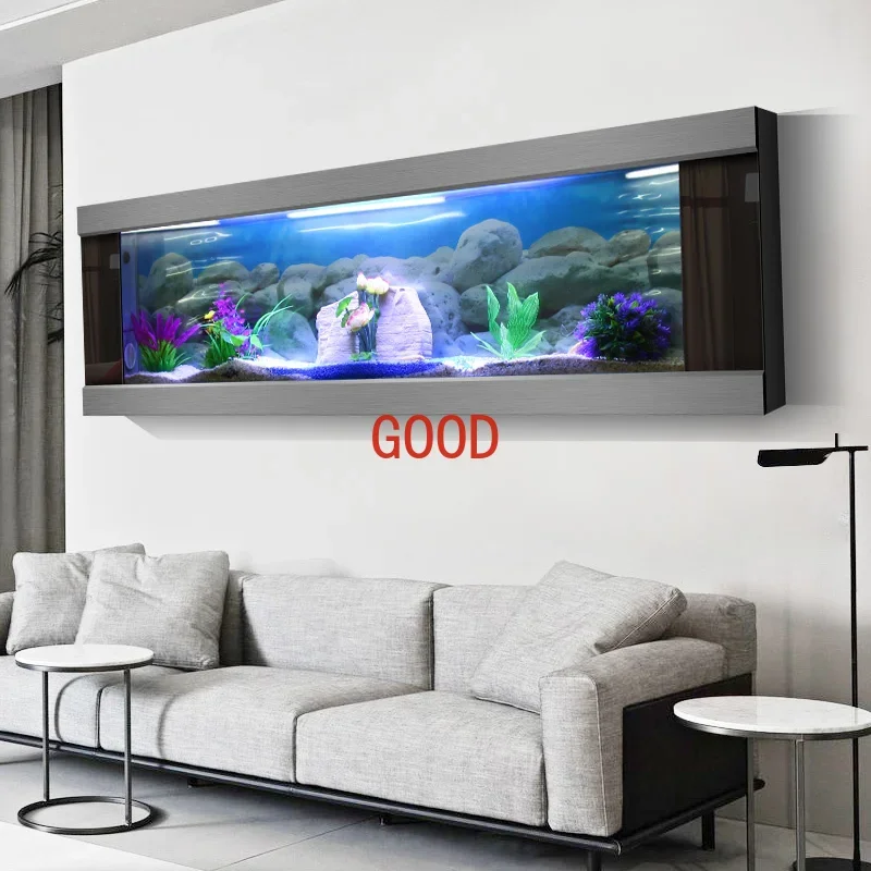 Wall Mounted Aquarium Fish Tank Wall Hanging Aquarium Large Size Glass Landscape Aquascape Easy Installation for Home and Office