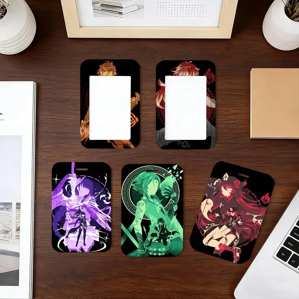 game genshin impact  ID Card Holder Neck Strap Pendant Door Badge Holder Lanyards Keychain Work Credential Case Gift