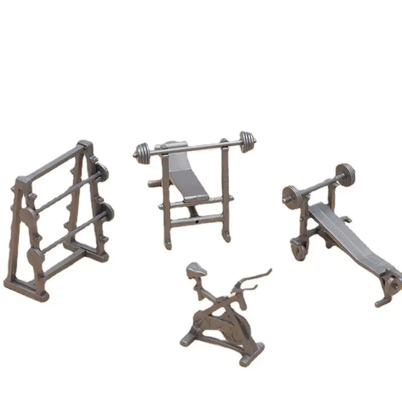 11pcs Miniature Gym Equipment Model Set 1/20 1/25 Scale Dollhouse Fitness Accessories Mini Workout Scene Decor
