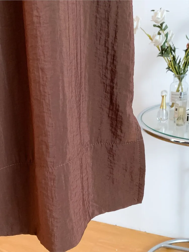 Summer Women Pleated Shirt Vest Back Hollow Out Belted Lazy Cotton Sleeveless Round Neck Pure Color Ladies Tops