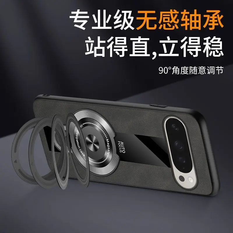 حافظة لهاتف جوجل بيكسل 10 برو XL طراز الأعمال 360 °   غطاء جلدي فاخر دوار مضاد للسقوط لهاتف Google Pixel10 Pro XL