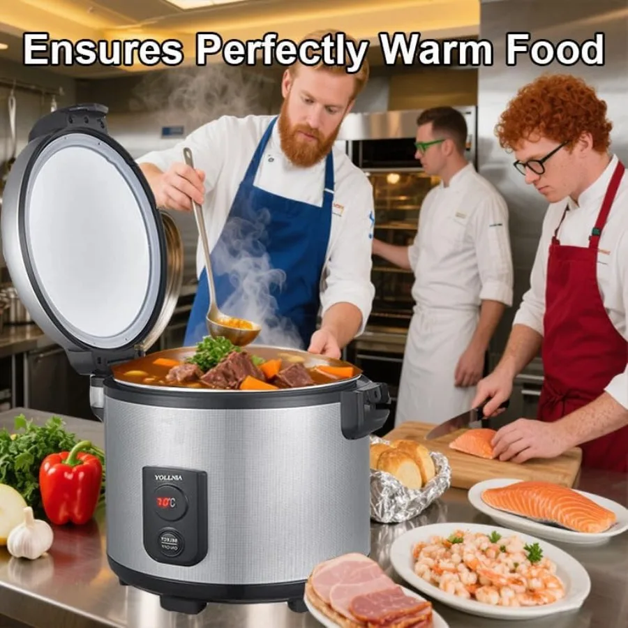 جهاز تسخين الأرز المحمول من الدرجة التجارية 32.1QT مع درجة حرارة قابلة للتعديل من 122 إلى 178 130 وات وعاء داخلي غير لاصق للطاقة من أجل ريستا