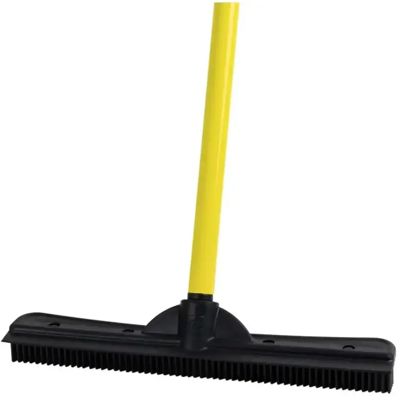 

Original Indoor Pet Hair Rubber Broom with Carpet Rake and Squeegee, Black and Yellow