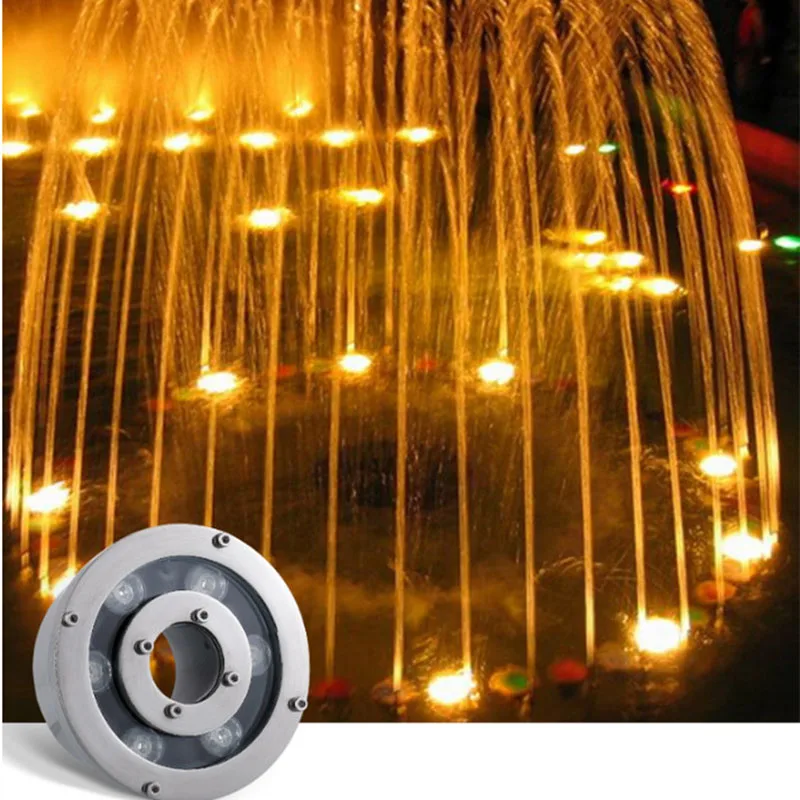 LED Colorful Fountain Pool Light RGB Waterproof IP68 Underwater Lamp 12V/24V 3W/6W/9W/12W/18W/24W Swimming Pool Landscape Lamp