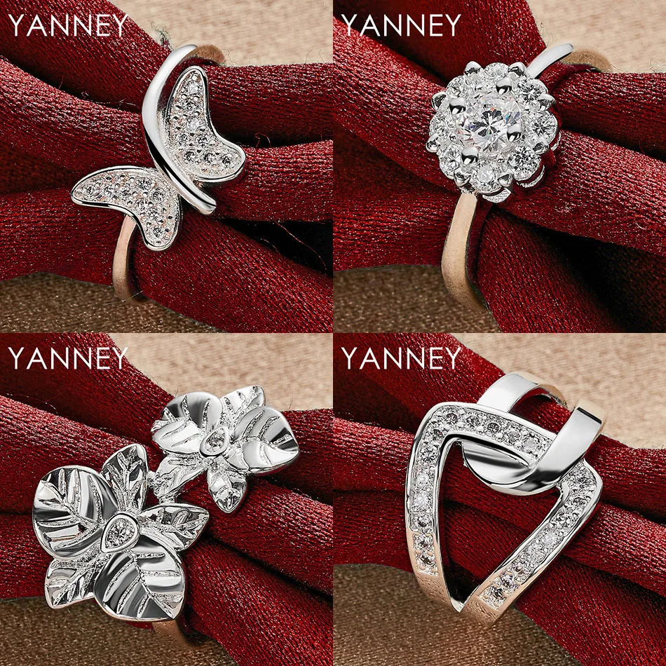 

Charm 925 Sterling Silver 7/8/9/10 Delicate Butterfly Flower Ring Women's Gift Party Jewelry Accessories