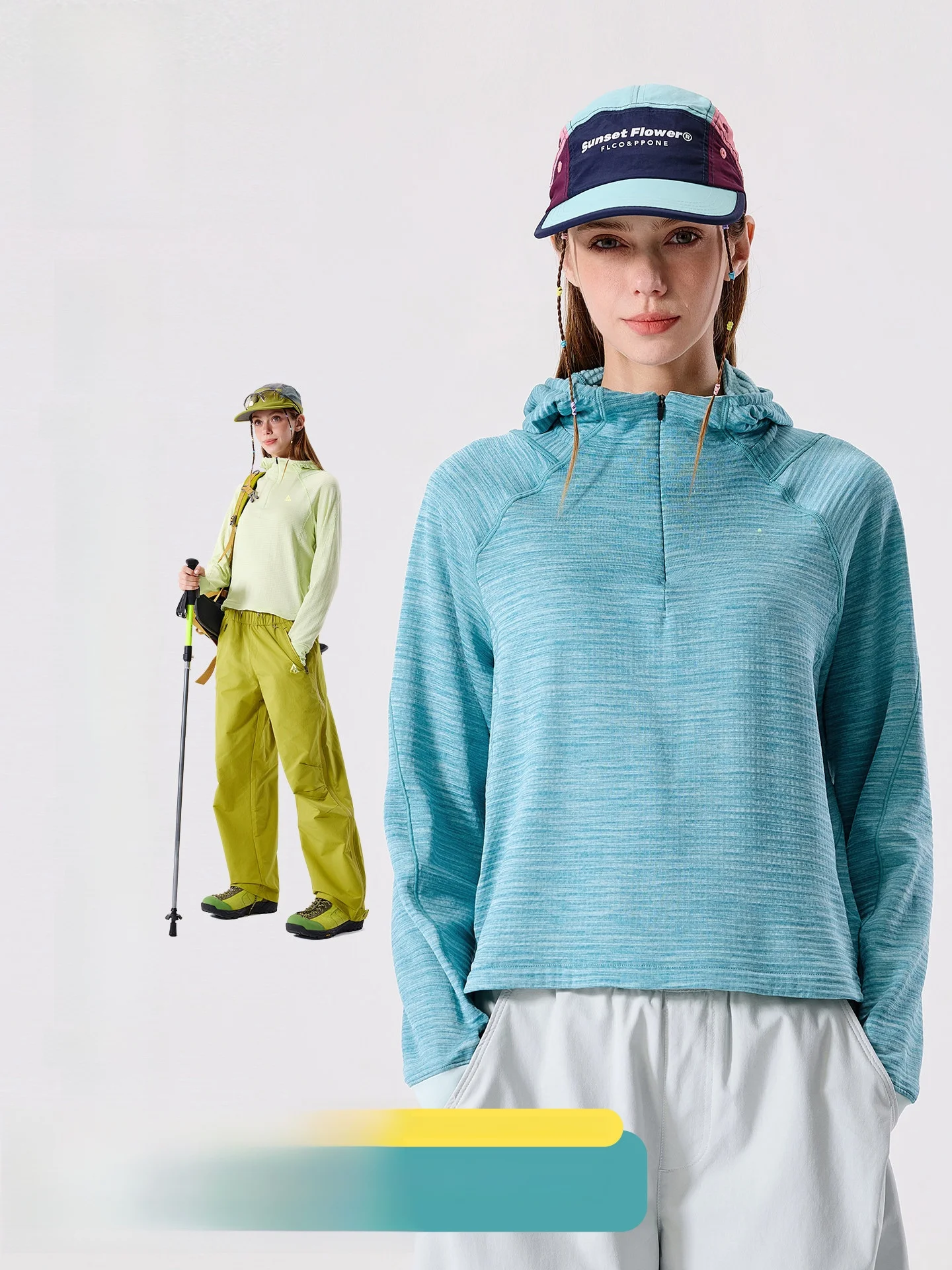 LAZY DAY『Square Velvet』Hooded Fleece Sweatshirt Women's Sporty Overhead Shirt Quick Dry Antibacterial UV Protection Autumn Wi...