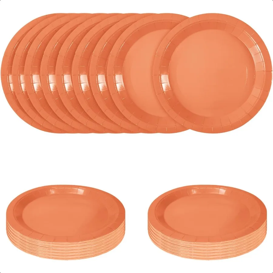 

50 шт. оранжевые бумажные тарелки 7-дюймовые тарелки дефертные тарелки оранжевые обеденные тарелки для свадьбы, детского душа, дня рождения, вечеринки