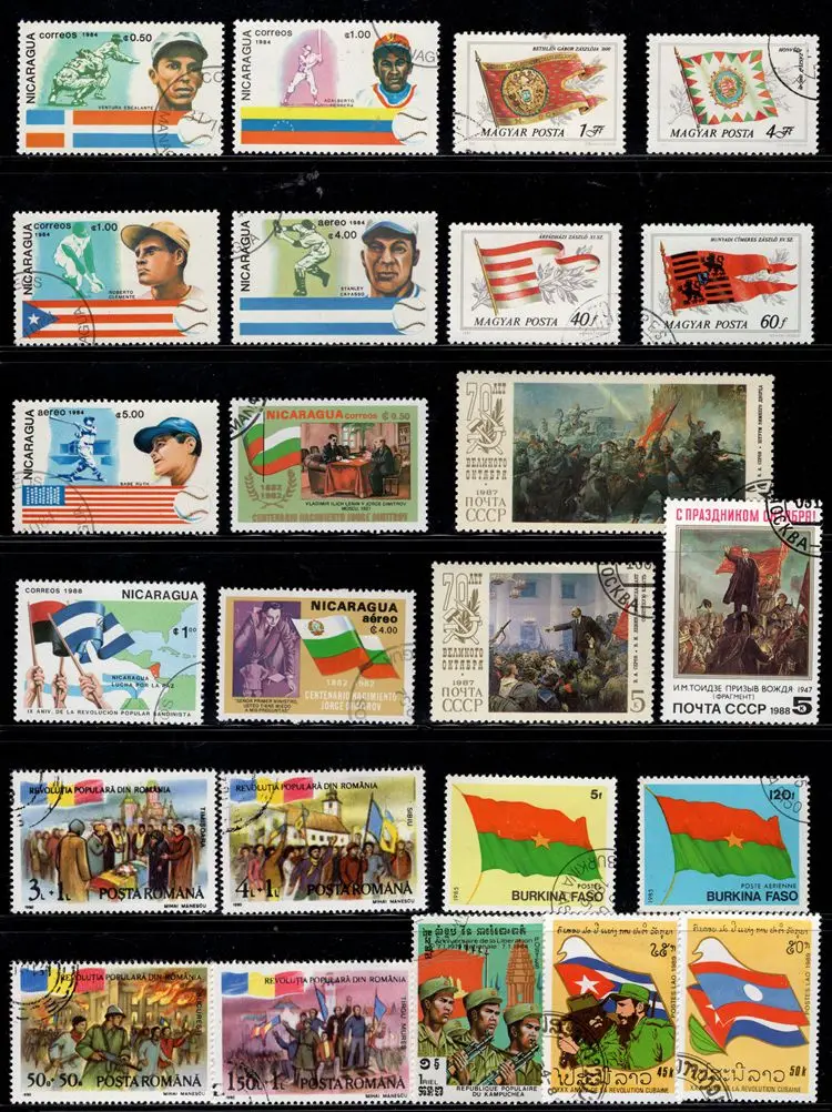 Lot 50pcs Country Flag Topic Original Stamps with Postage Mark No Repeat Nation Stamp Good Condition