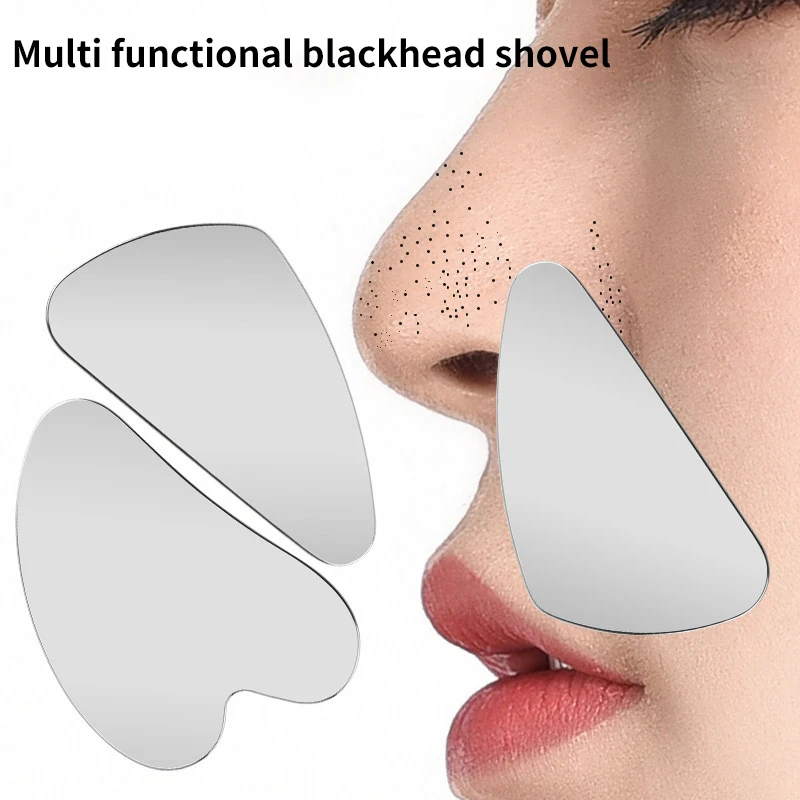 Raspador de espinillas de acero inoxidable para limpieza de folículos, 1 piezas, Gua Sha, masajeador para el cuidado de la piel Facial