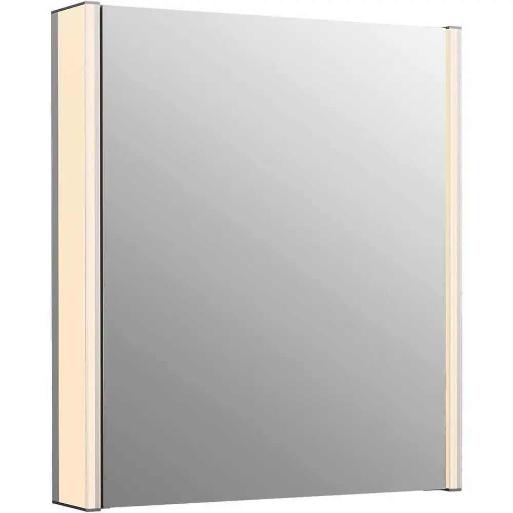 Illuminated Medicine Cabinet with LED Light, Mirror Door & Staggered Shelves, 22W x 24H