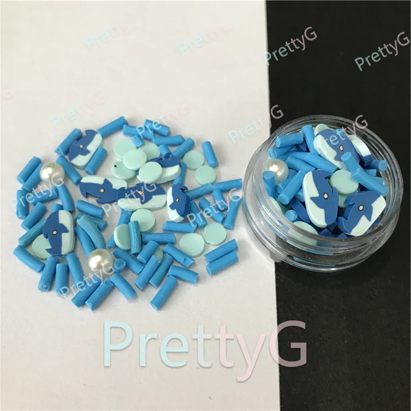 Prettyg 1 Doos Haai Vormige Plakjes Levert Polymeer Zachte Klei Diy Decoratie Voor Hars Fimo Nail Art Ambachten Slime Cake dessert