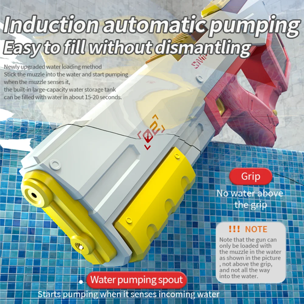 Pistola ad acqua elettrica integrata a mano che assorbe l'acqua, alta pressione e forte assorbimento d'acqua, divertente pistola ad acqua per bambini all'aperto