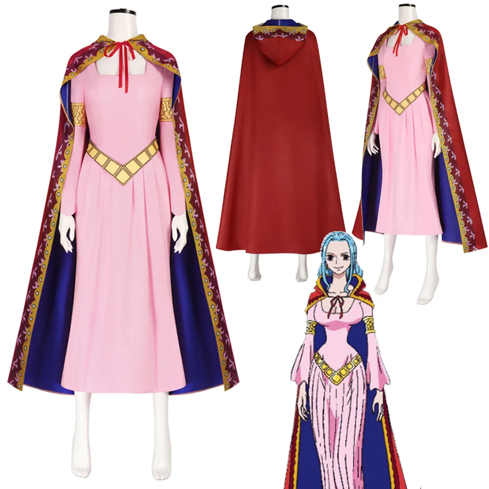 

Аниме Пират Нефертари Виви Косплей Костюм для взрослых Розовое платье Плащ Наряды для женщин Принцесса Хэллоуин Карнавальные костюмы для ролевых игр