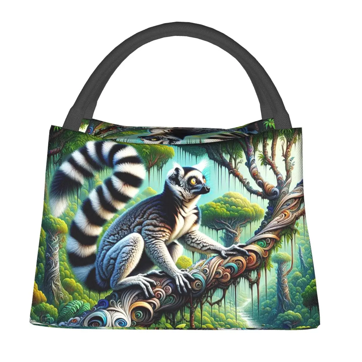 Ring Tailed Lemur Lunch Bags Insulated Bento Box Leakproof Lunch Tote Picnic Bags Cooler Thermal Bag for Woman Children Work