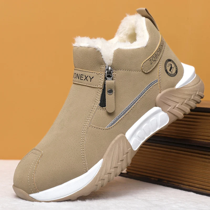 Men's Fleece-Lined Warm Casual Sports Shoes, Men's Boots Winter Snow Boots, Fleece-Lined, Anti-Slip and Durable, Insulated Cotto